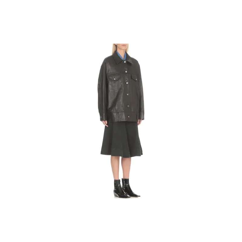 KHAITE Grizzo Leather Jacket 'Black'-1