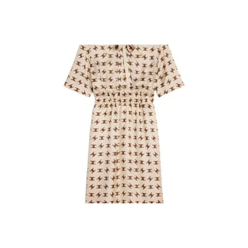 CELINE FW22 Short Sleeved Dress Women's Brown-2