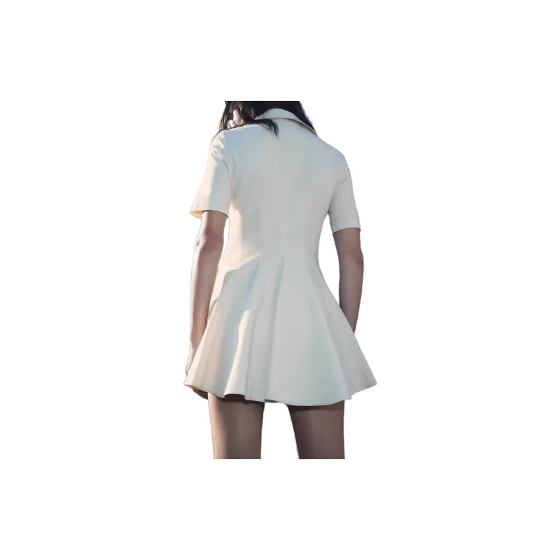 ZARA ZW Series Short-Sleeved Dresses Women's Raw White-2