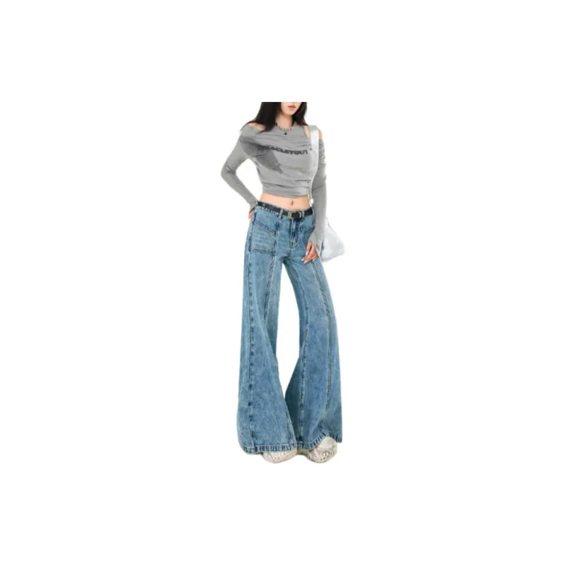 YINLEI Jeans Women's Snowflake Blue-3