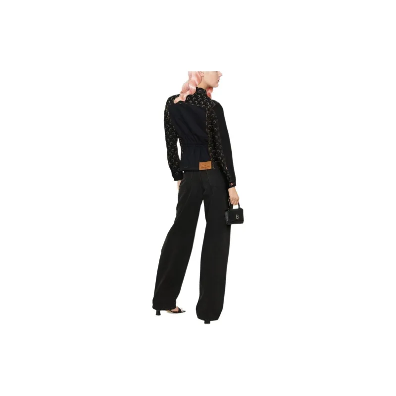 Marine Serre Moon Denim Semi Fitted Jacket 'Black'-7