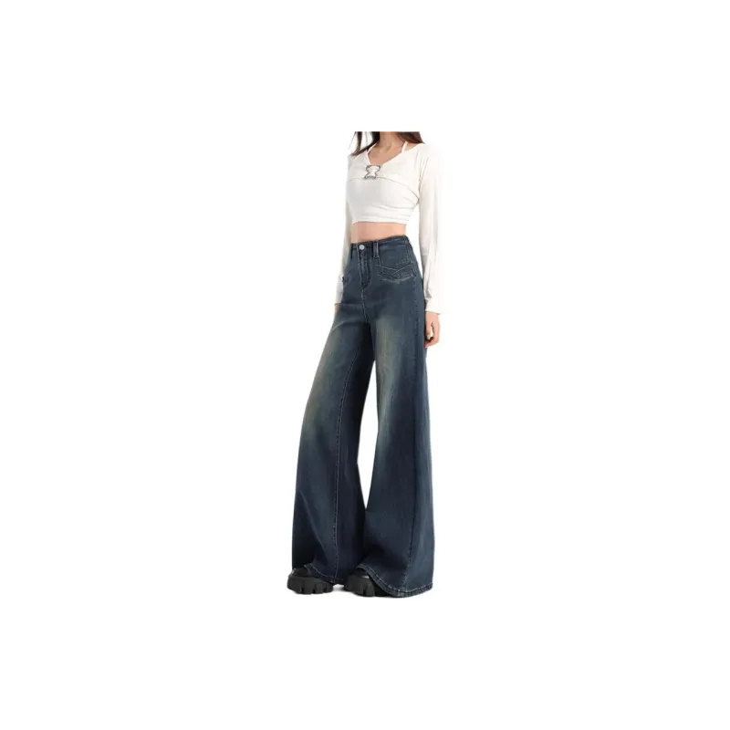 YINLEI Jeans Women's Vintage Blue-1