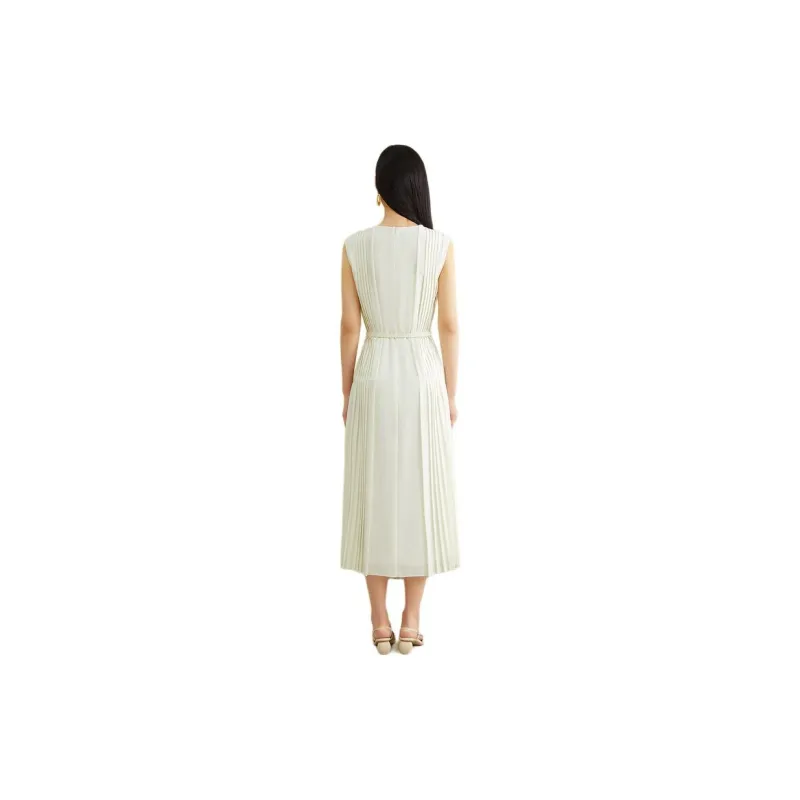 Yiner Sleeveless Dress Women's Cream White-1