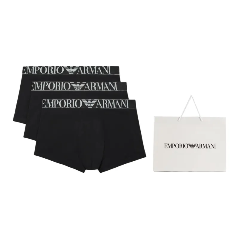 EMPORIO ARMANI Three pack Of Asv Shiny Logoband Organic cotton Boxer Briefs-1