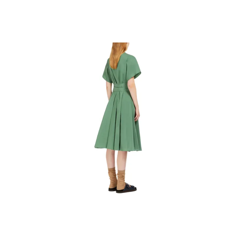 WEEKEND MaxMara Cotton Taffeta Dress Short Sleeved Dresses Women's Green-1