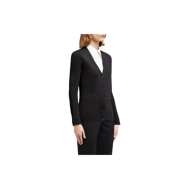 PRADA V neck Cashmere silk Cardigan-3