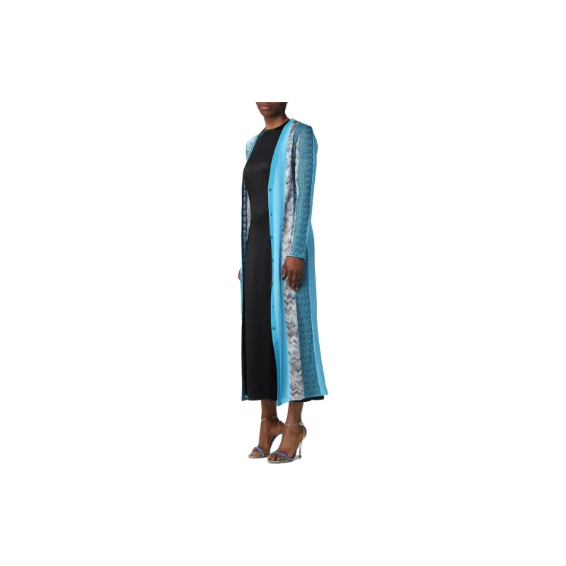 MISSONI V Neck Zig Zag Patterned Long Cardigan-2