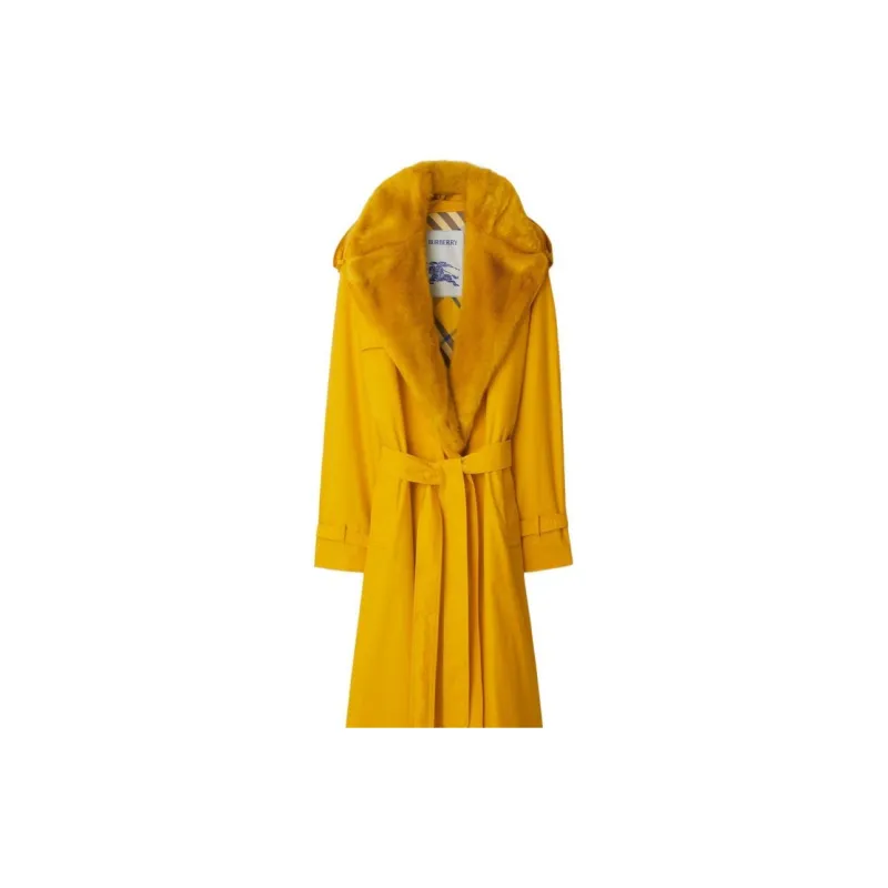 Burberry Trench Coats Women's Yellow-4