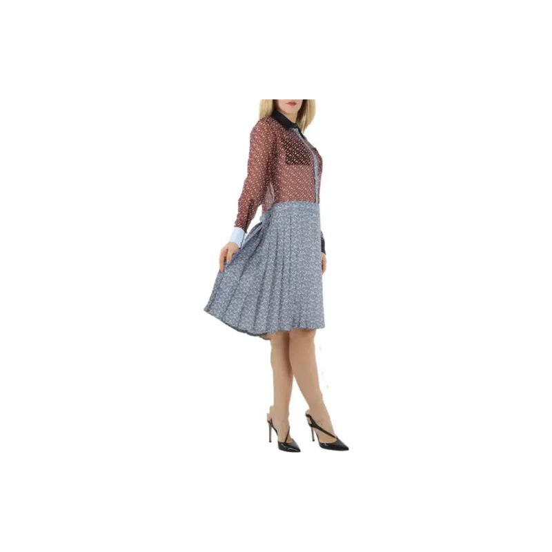 Burberry Long-Sleeved Dresses Women's Red-3