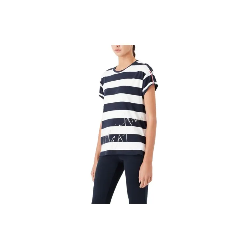 EMPORIO ARMANI EA7 T Shirts Women's Blue With White Lettering-2