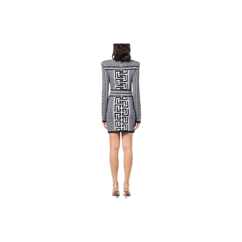 BALMAIN Monogram Knitted Mini Dress-2