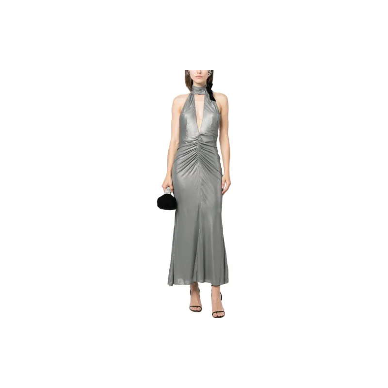 Alessandra Rich Halterneck Open-Back Maxi Dress-1