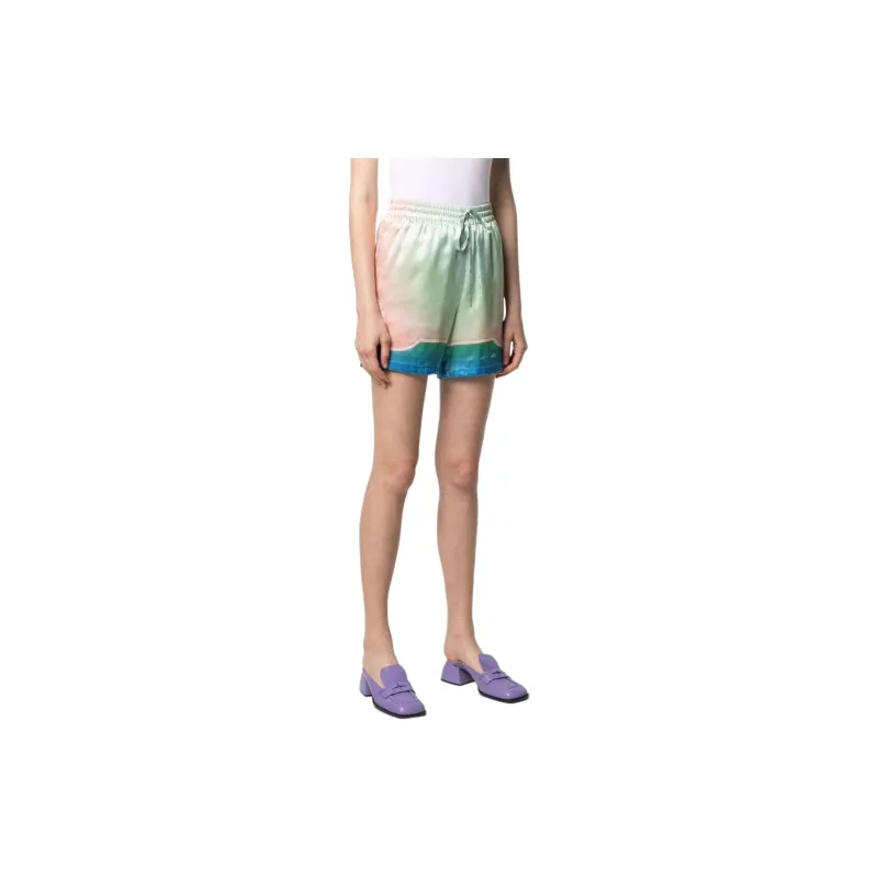 CASABLANCA Tie-dye Drawstring Silk Shorts-3