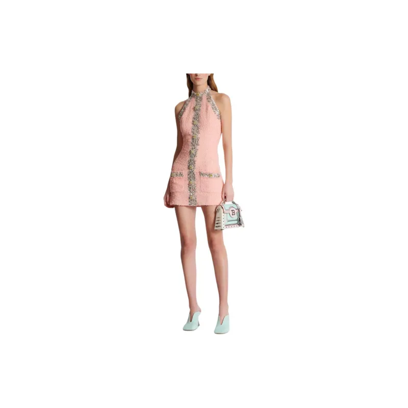 BALMAIN Crystal-embelished Halterneck Dress-1