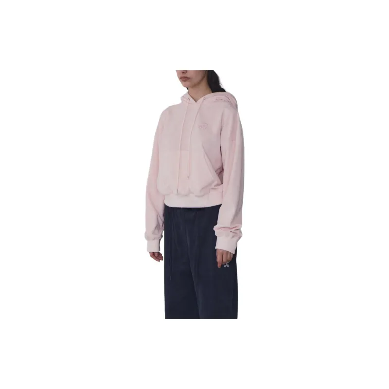 Rest&Recreation VELVET CROPPED HOODIE Sweatshirt Women's PINK/Pink-4