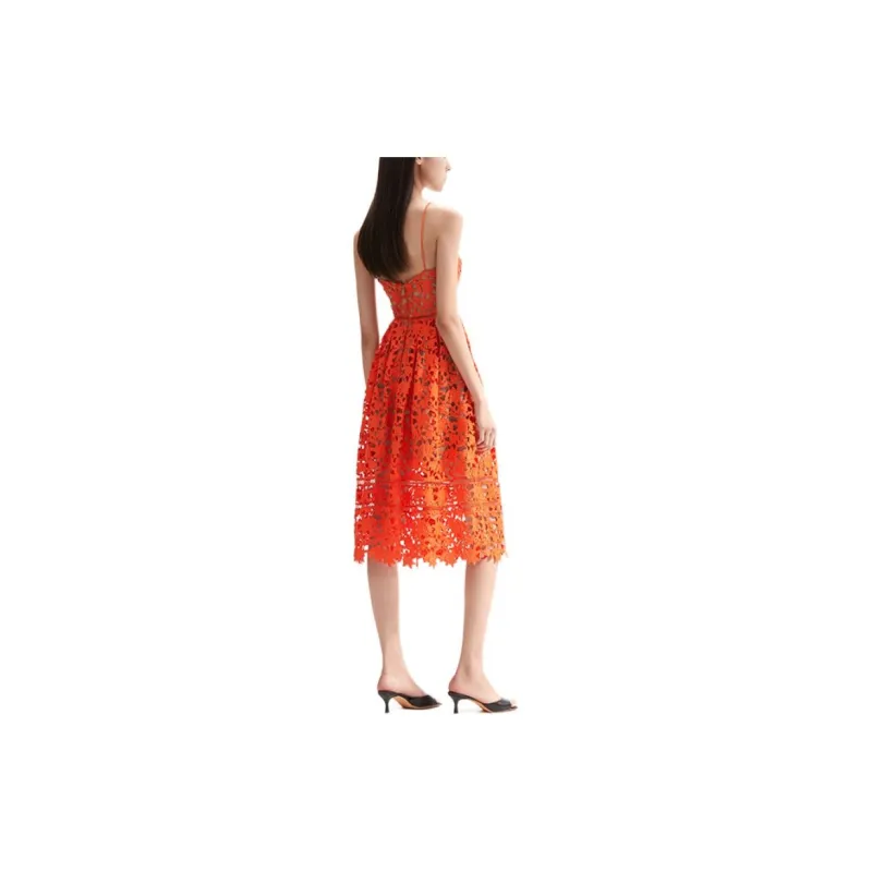 Self portrait Slip Dresses Women's Bright Orange-2