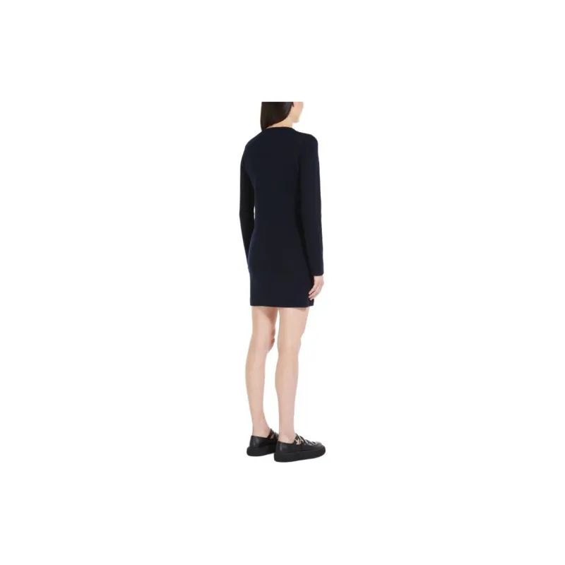MaxMara Eridani Collection Wool Yarn Mini Dress Long-Sleeved Dresses Women's Black-2