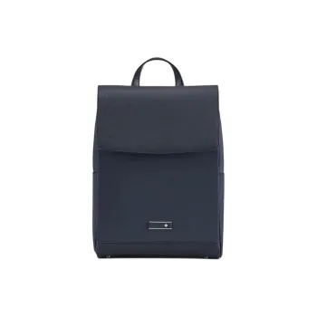 SAMSONITE Fabric Cow Leather Patchwork Backpack Small Size Women's Navy Blue