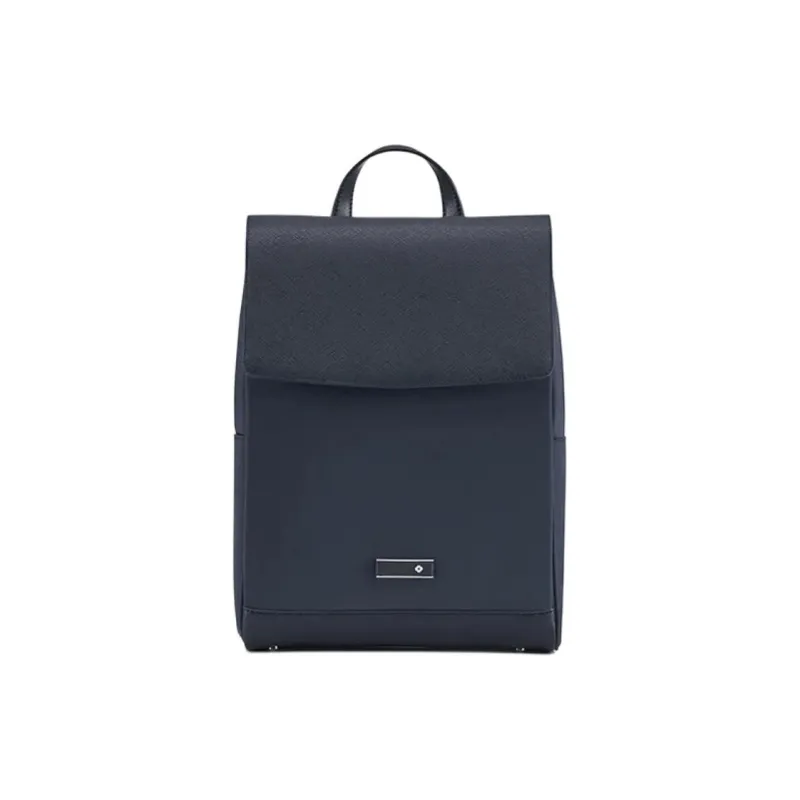 SAMSONITE Fabric Cow Leather Patchwork Backpack Small Size Women's Navy Blue-0