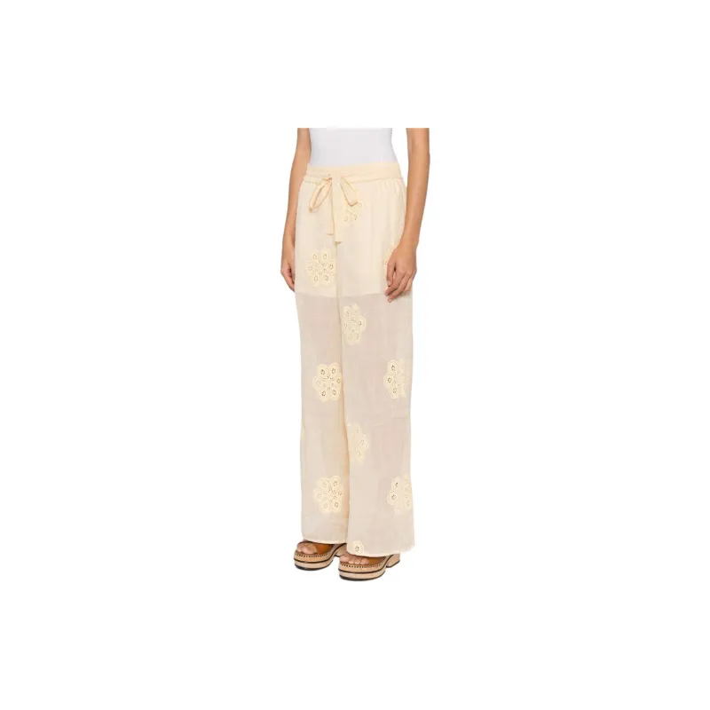 Zimmermann Acadian Floral embroidered Ramie Trousers-3