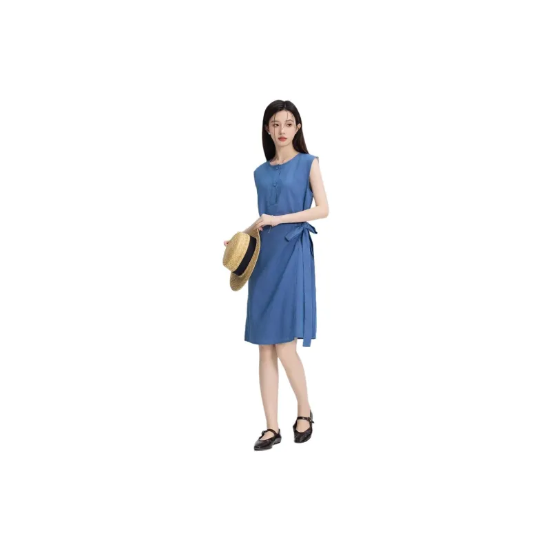 HUASJ Sleeveless Dress Women's Dark Blue-3