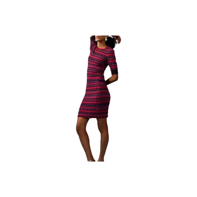 DVF Diane Von Furstenberg SS24 Long-Sleeved Dresses Women's Burgundy-4