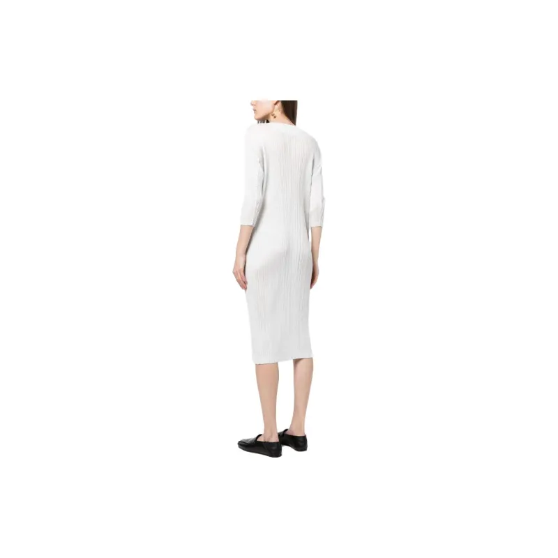 PLEATS PLEASE ISSEY MIYAKE Long-Sleeved Dresses Women's White-3