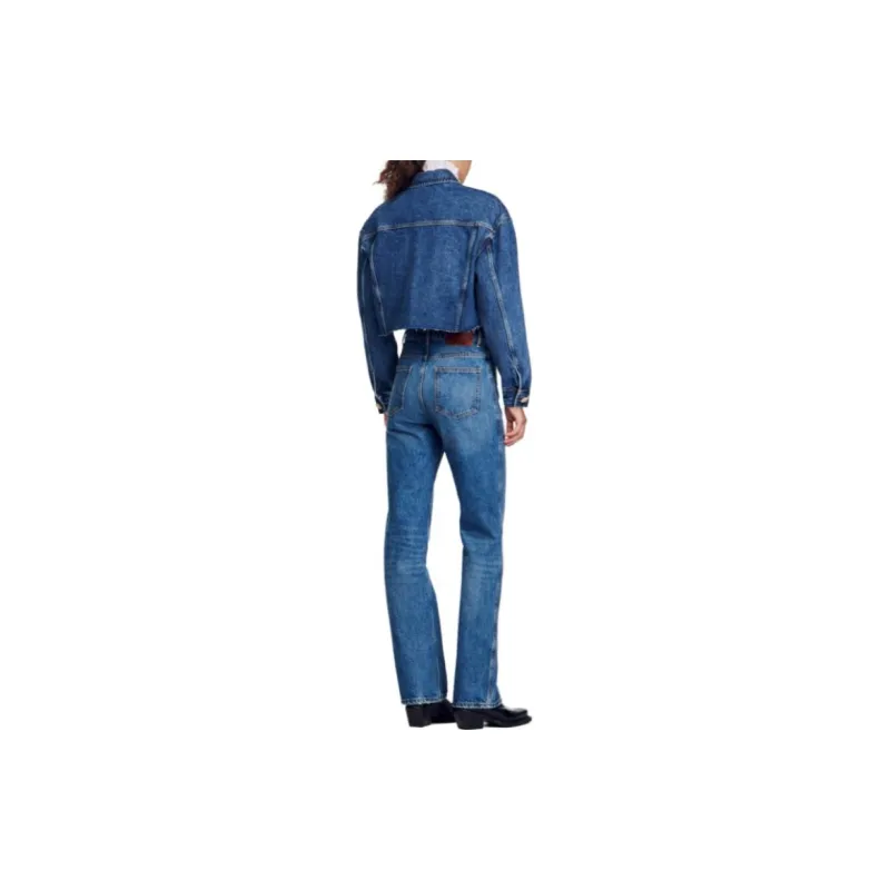 Sandro Crystal-buttons Cropped Denim Jacket-2