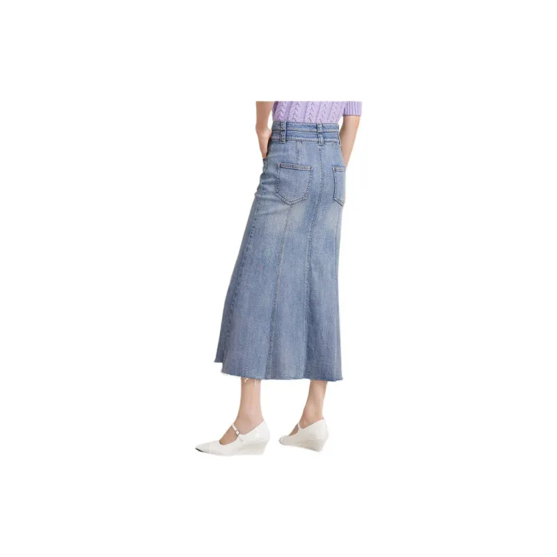 Goodland Denim Long Skirts Women's Vintage Blue-2