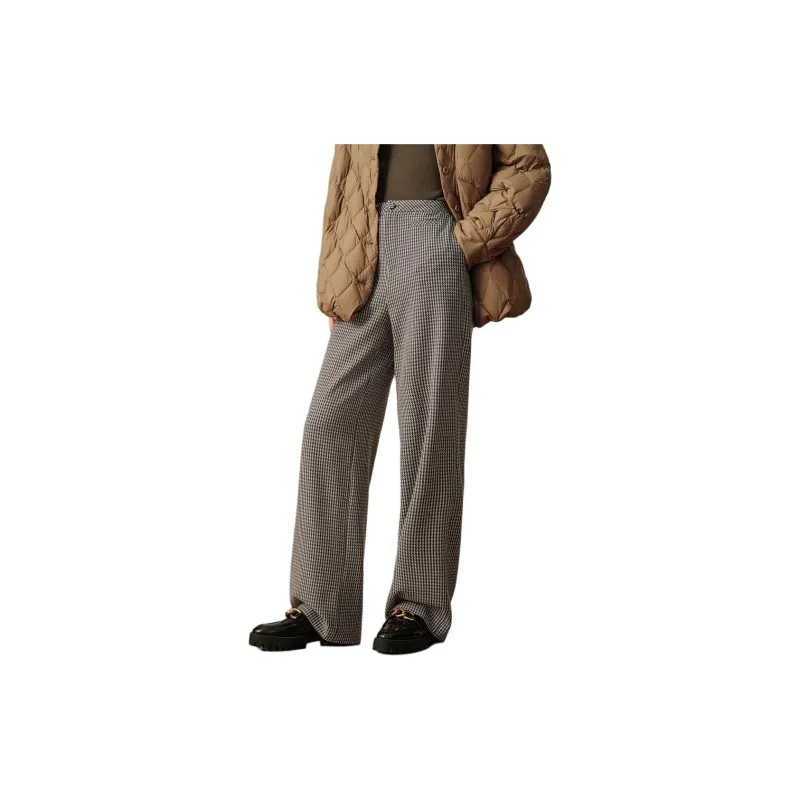 JZ. ANNAKRO Casual Pants Women's Grid Coffee-2