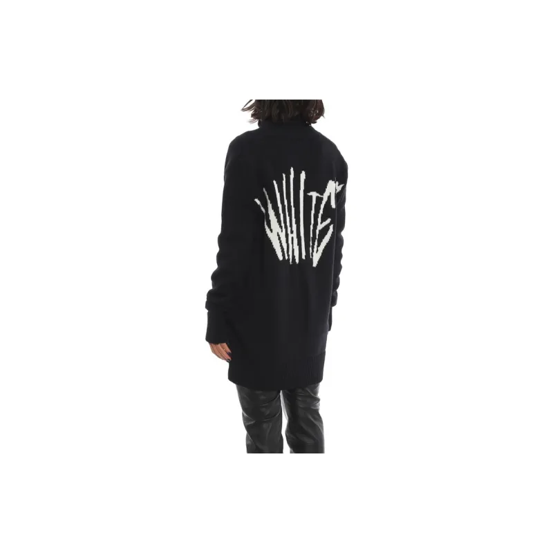 OFF WHITE Graffiti V Neck Cardigan Black-1