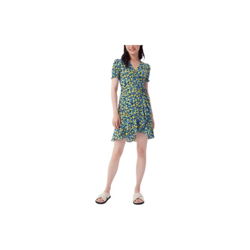 DVF Diane Von Furstenberg Short Sleeved Dress Women's Multicolor-4
