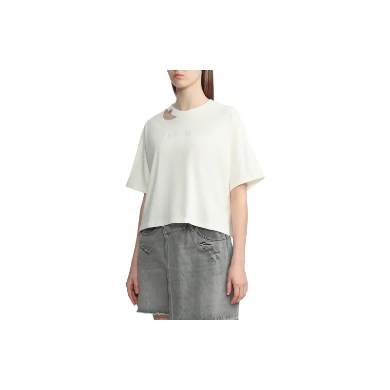MUSIUM DIV Cut out detail Cropped T shirt-10