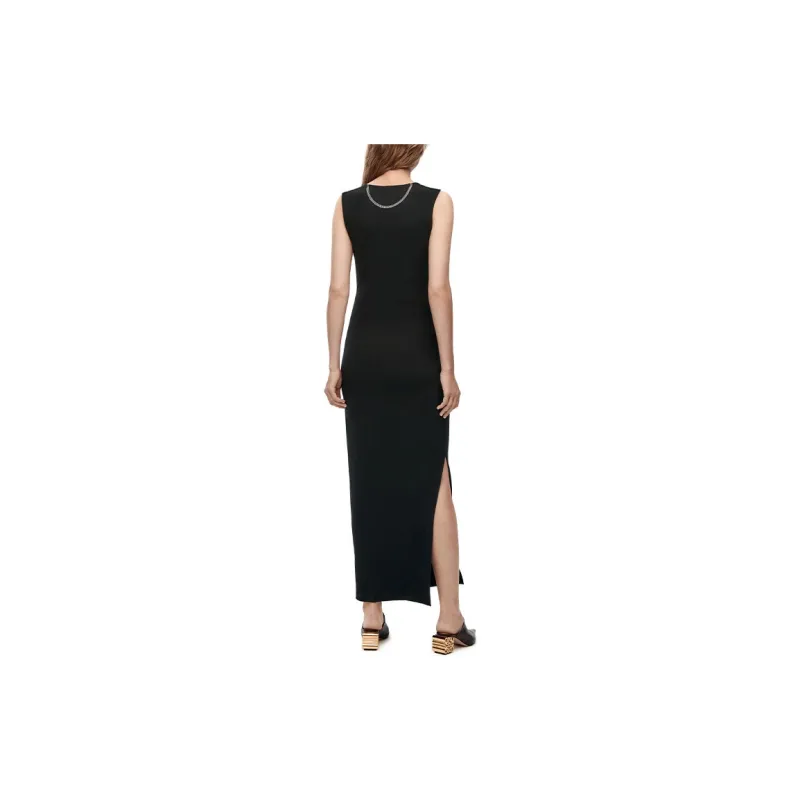 LOEWE Anagram Cotton Tank Dress Black-2
