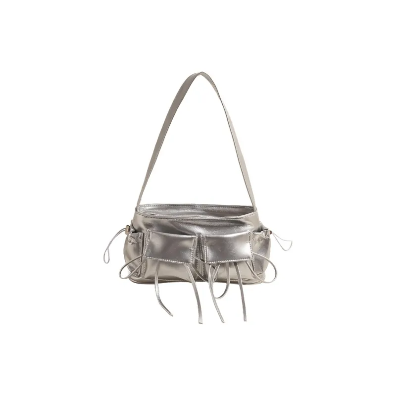 NOMK PU Shoulder Bag Women's Black/Ecru/Silver/Pink/Red-6