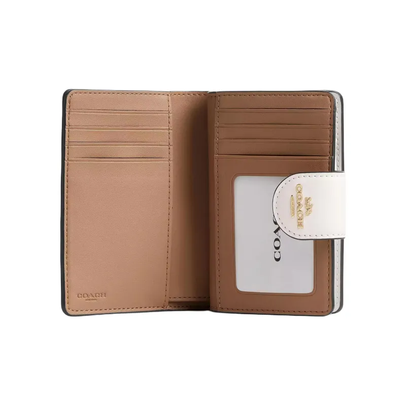 COACH Corner ZipSignature Coated Canvas Wallet Medium Size Women's Sand & Chalk-1