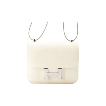 HERMES Constance Epsom Leather Shoulder Bag, Crossbody Bag Mini Women's 10 Craie Milkshake White