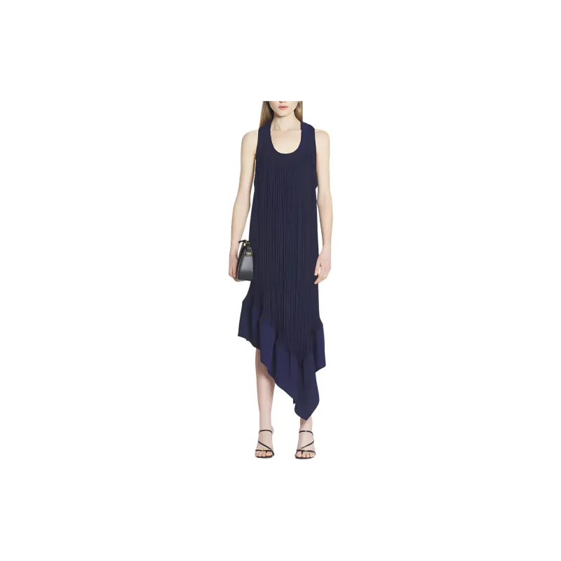 Lanvin Asymmetric Hem Pleated Midi Dress-1