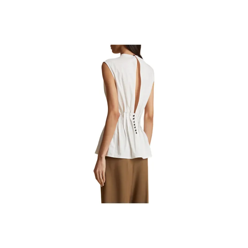 KHAITE Westin Pleated Cotton poplin Top-2