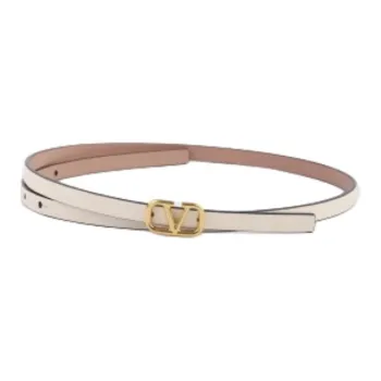 Valentino Calfskin Leather Belts Women's Beige Width: 3CM