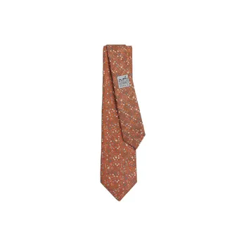 HERMES Silk Ties Men's Orange/Gray