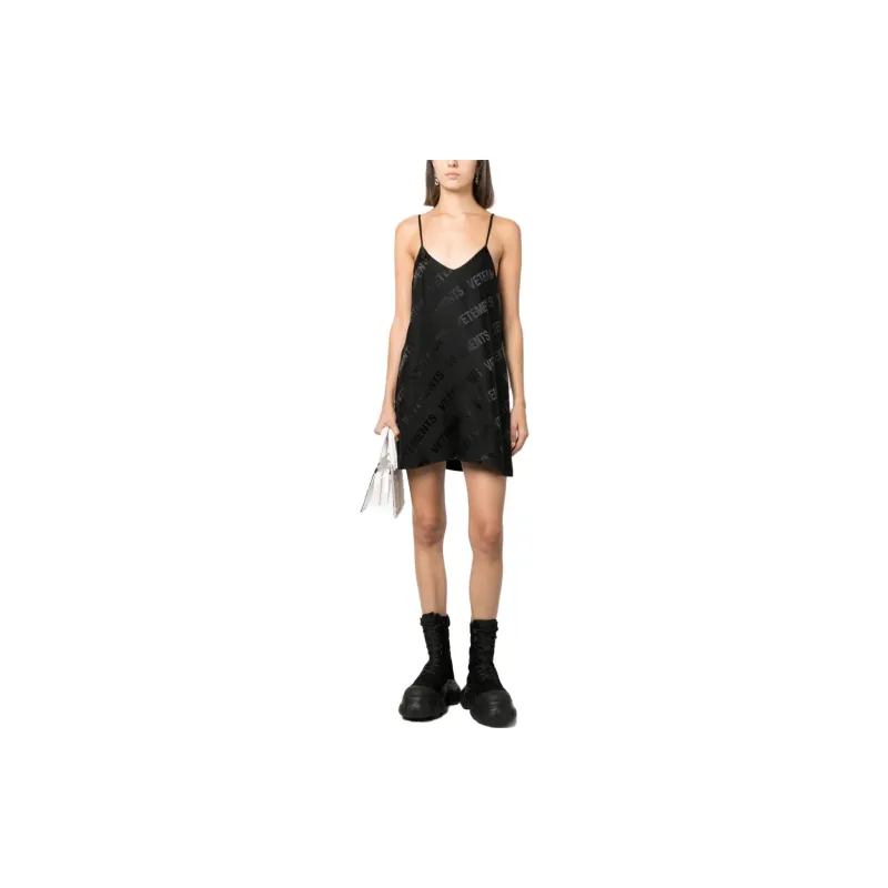 Vetements Logo-print Spaghetti-strap Minidress-1