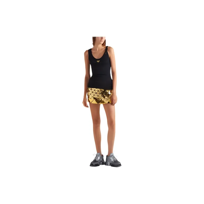 PRADA Enamel Logo Plaque Tank Top Black-1