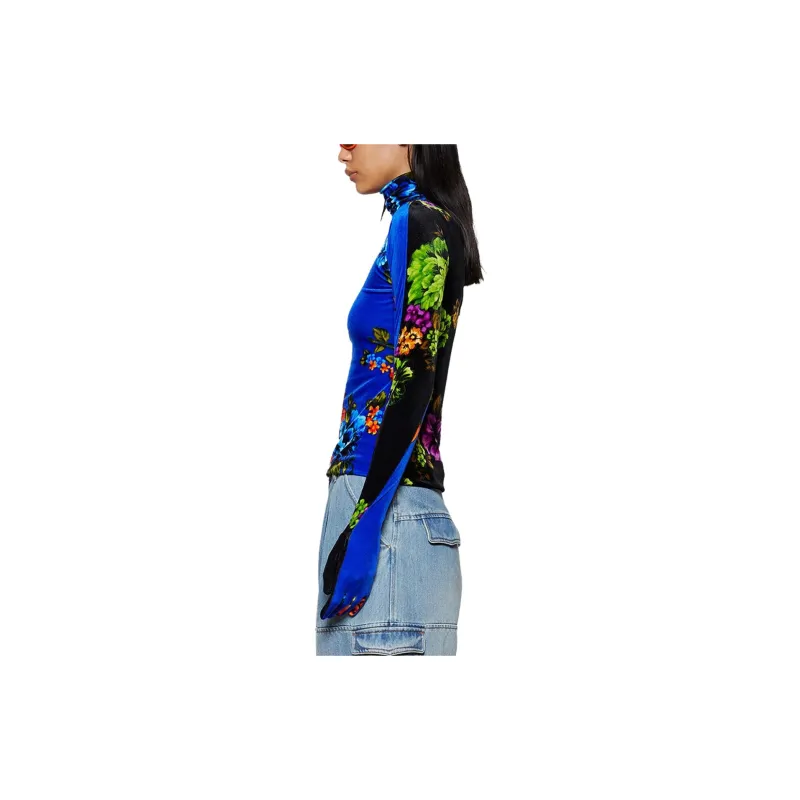 Vetements Floral print Velvet Top-4