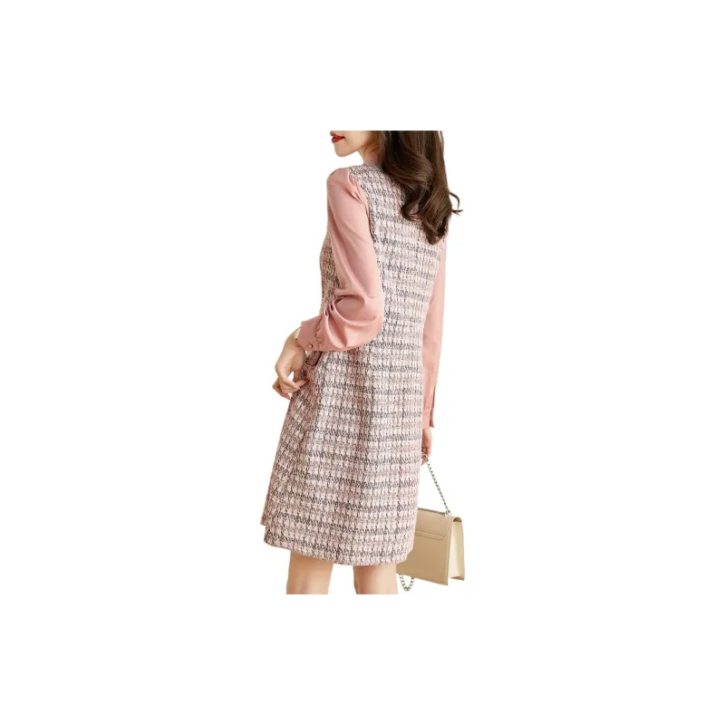 Mo Han Yi Mei Long Sleeved Dress Women's Light Pink-4