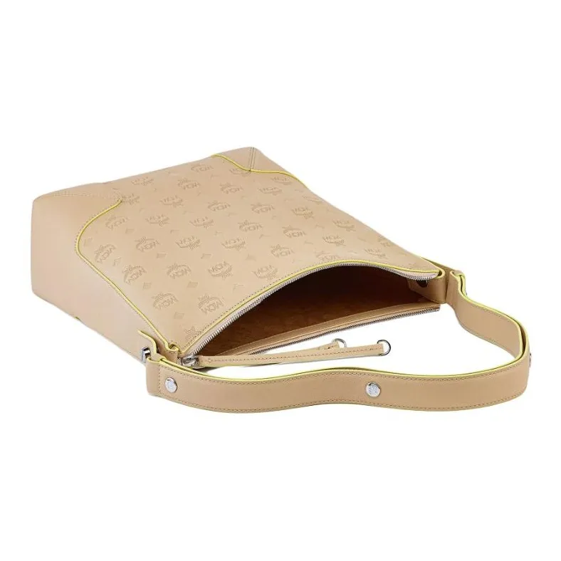 MCM Klara Leather Hobo Shoulder Bag Regular Women's Beige-3