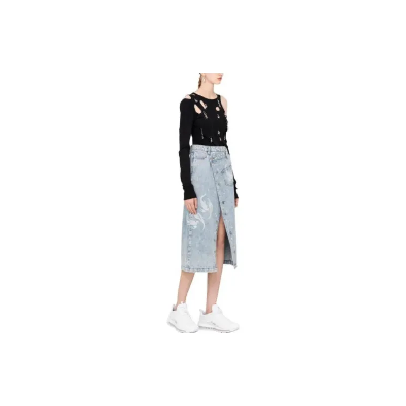 Feng Chen Wang Denim Long Skirts Women's Blue-1