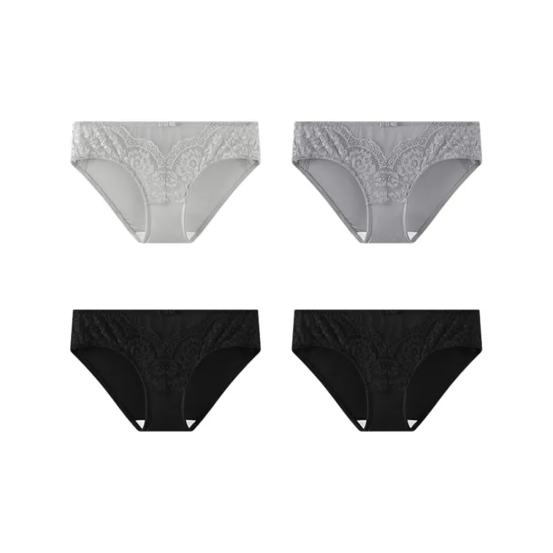 YOUNGYELL 5A Antibacterial 100% Cotton Crotch Low Rise Women's Underpants Women's 4 Pack-6