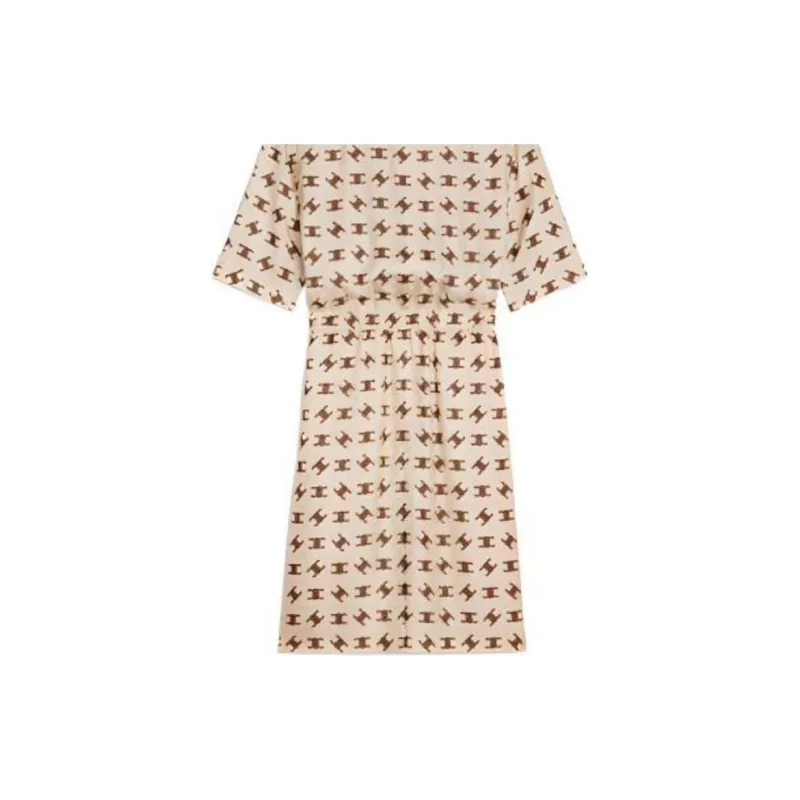 CELINE FW22 Short Sleeved Dress Women's Brown-3