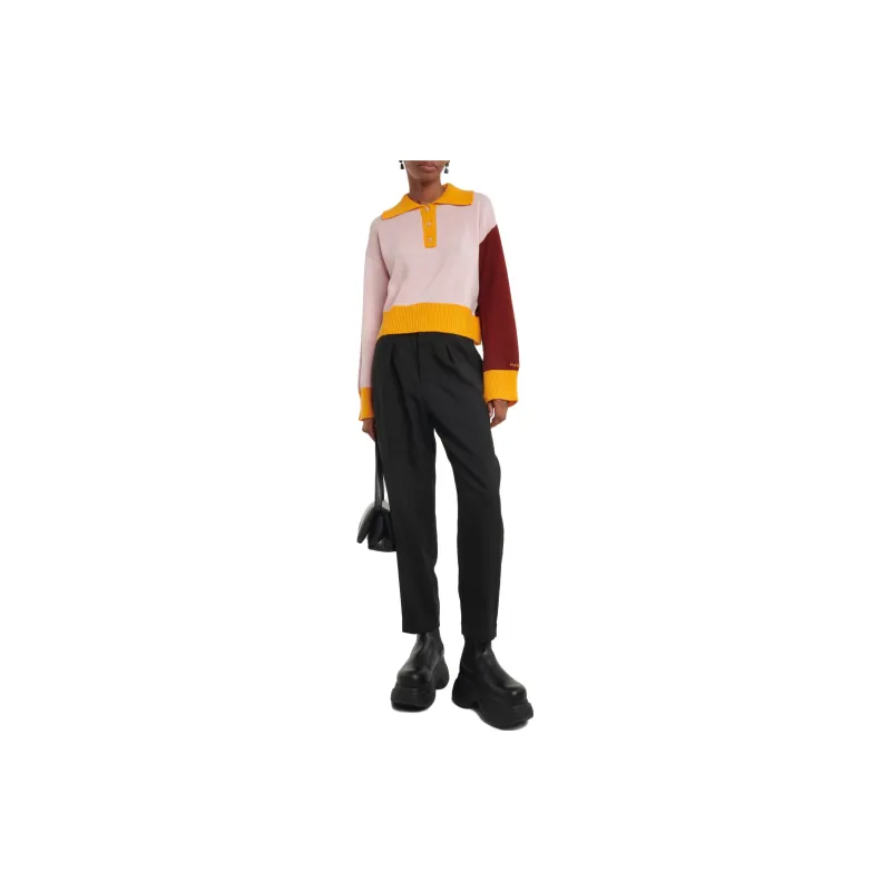 MARNI Colour Block Knitted Polo Shirt-1